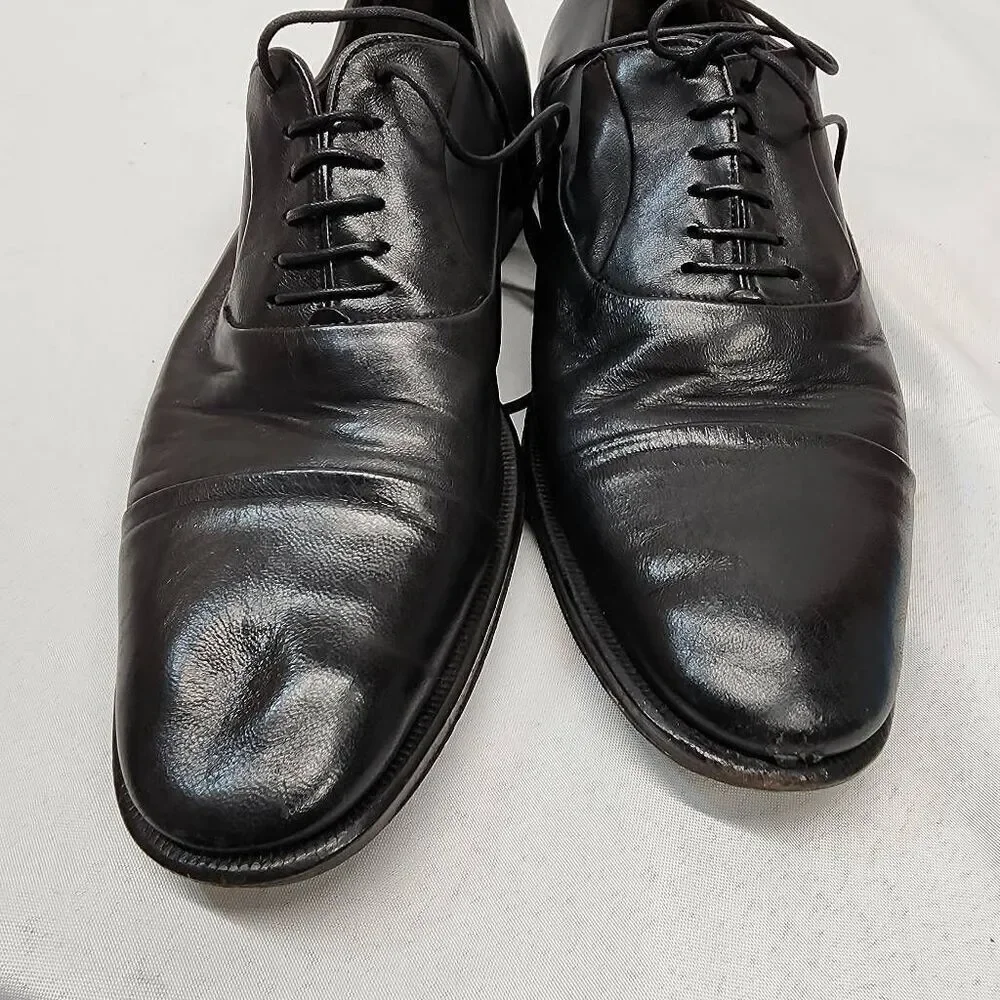Bruno Magli Maioco Oxford Men's 8 Black Leather Cap Toe Dress Shoes